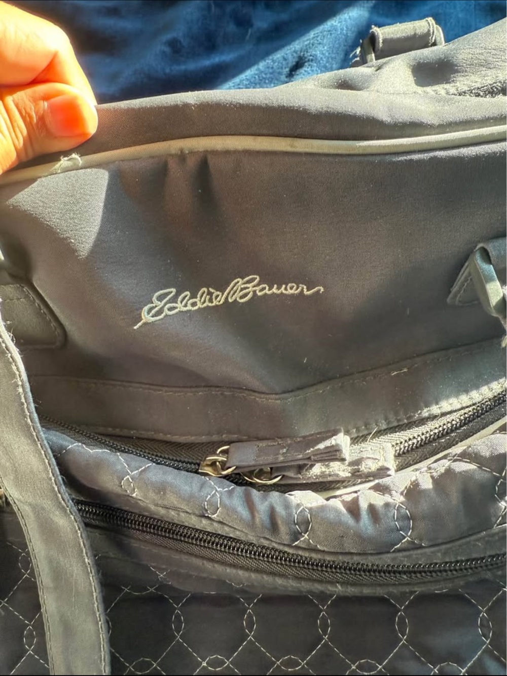 Eddie Bauer Black Quilted Messenger Crossbody Bag
